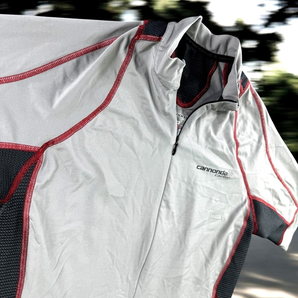 Cannondale Jersey Men Medium Cycling Moto Dirtbike Trail Street Silver Zip Pocke